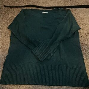 LOFT Forest Green Slight Boat Neck Sweater